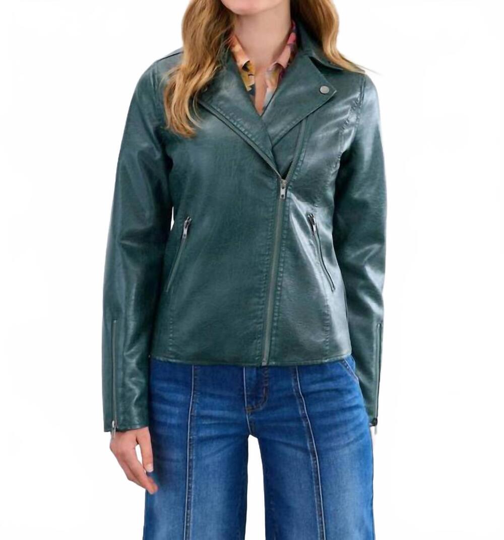 NEW FDJ faux leather moto jacket in spruce